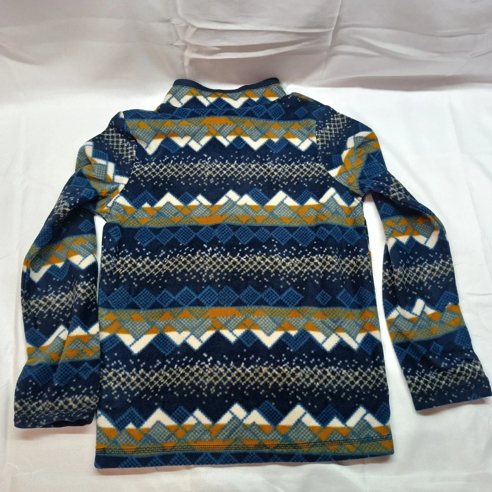 Jumping Beans Boys 7 Blue Fair Isle Microfleece Quarter Zip Pullover Mock‎ Neck